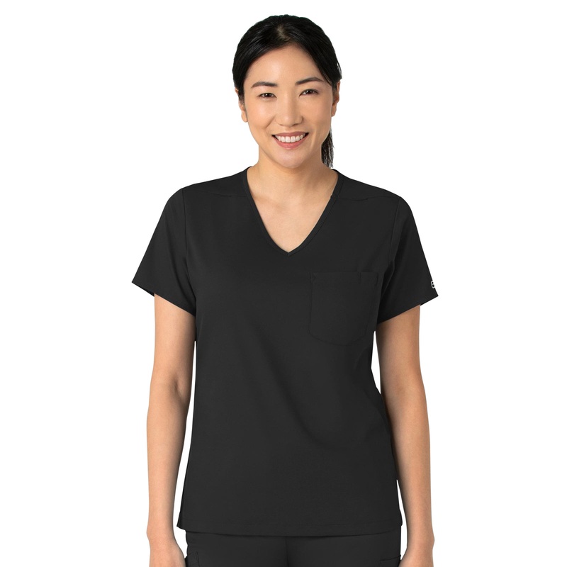 Women's Two-Pocket Tuck-In V-Neck Top - 6151 - Black