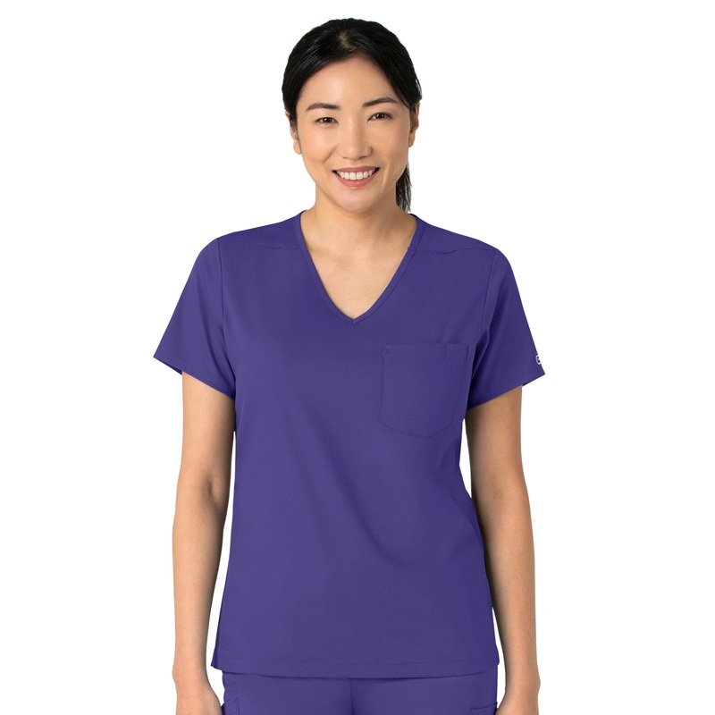 Women's Two-Pocket Tuck-In V-Neck Top - 6151 - Grape