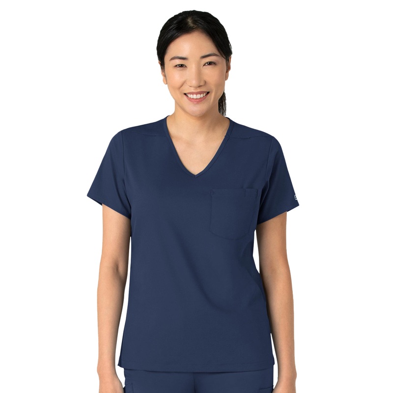 Women's Two-Pocket Tuck-In V-Neck Top - 6151 - Navy