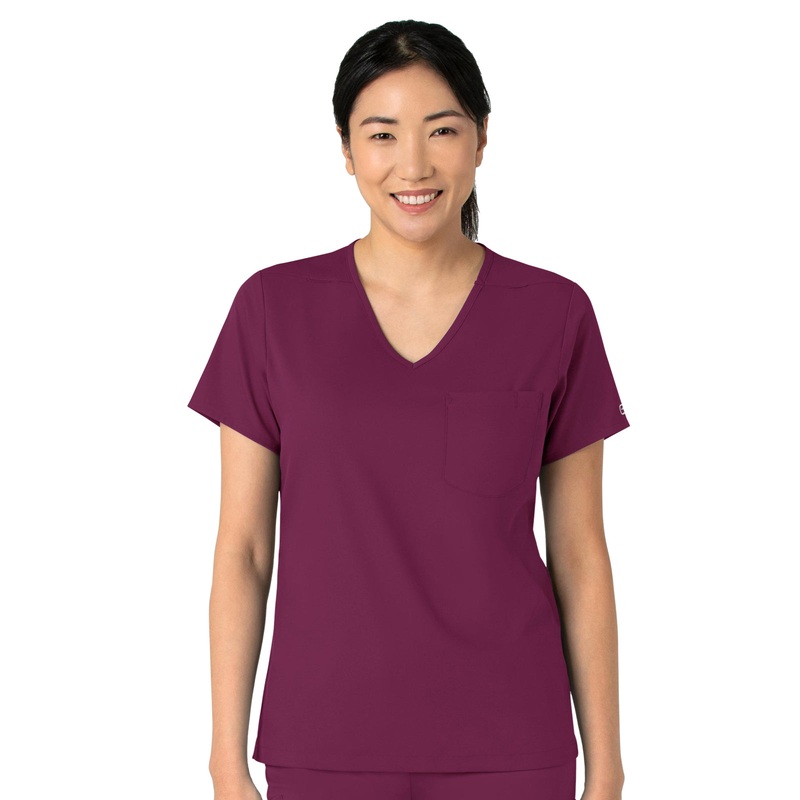 Women's Two-Pocket Tuck-In V-Neck Top - 6151 - Wine