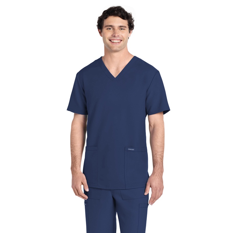 Men's 2-Pocket V-Neck Top - CK784A - Navy
