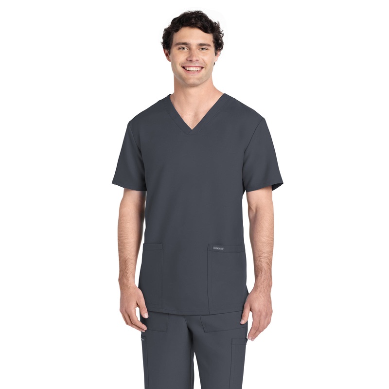 Men's 2-Pocket V-Neck Top - CK784A - Pewter