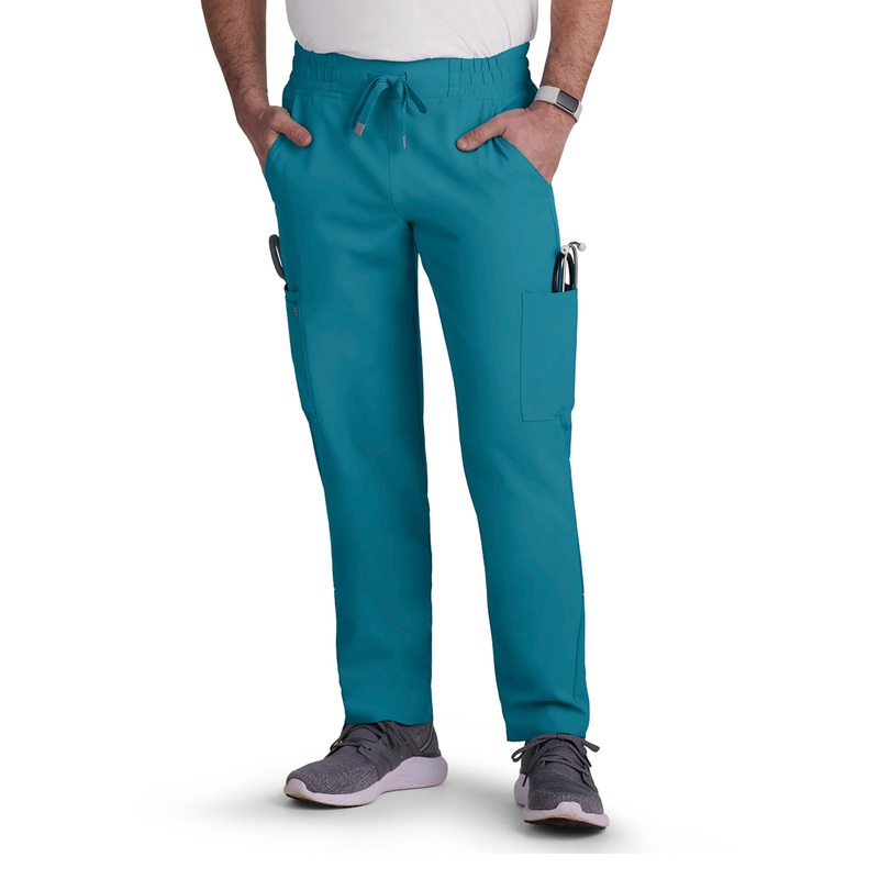 Men's 6-Pocket Drawstring Elastic Waist Neuro Pant - C601 - Teal