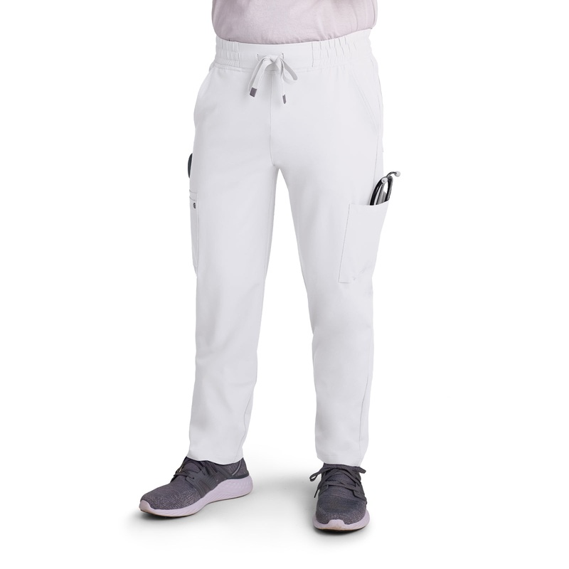 Men's 6-Pocket Drawstring Elastic Waist Neuro Pant - C601 - White