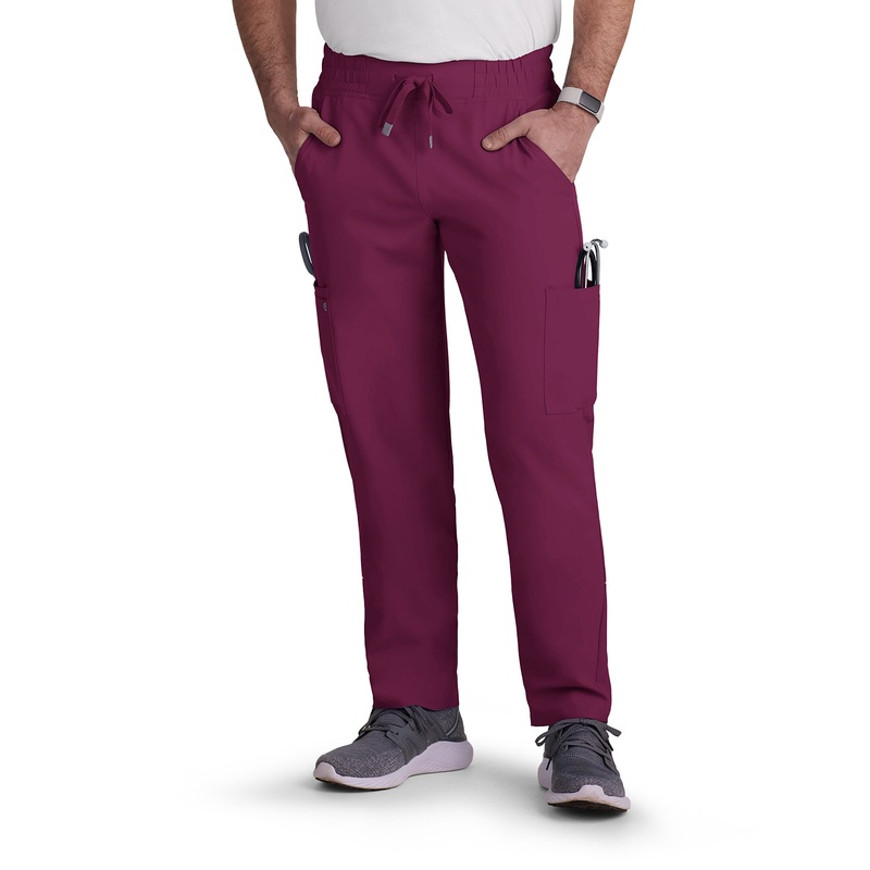 Men's 6-Pocket Drawstring Elastic Waist Neuro Pant - C601 - Wine