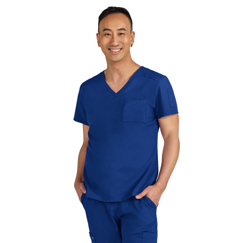 Men's Chest Pocket V-Neck Arthro Top - C650 - Galaxy