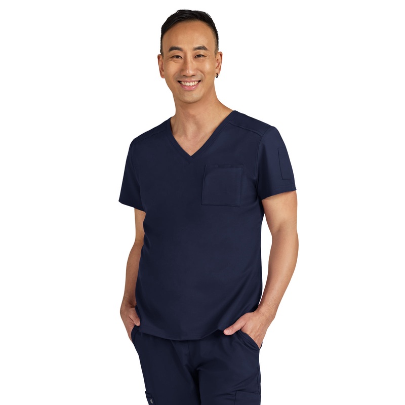 Men's Chest Pocket V-Neck Arthro Top - C650 - Navy