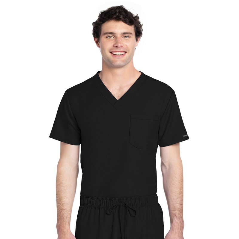 Unisex 1-Pocket V-Neck Top - CK778A - Black