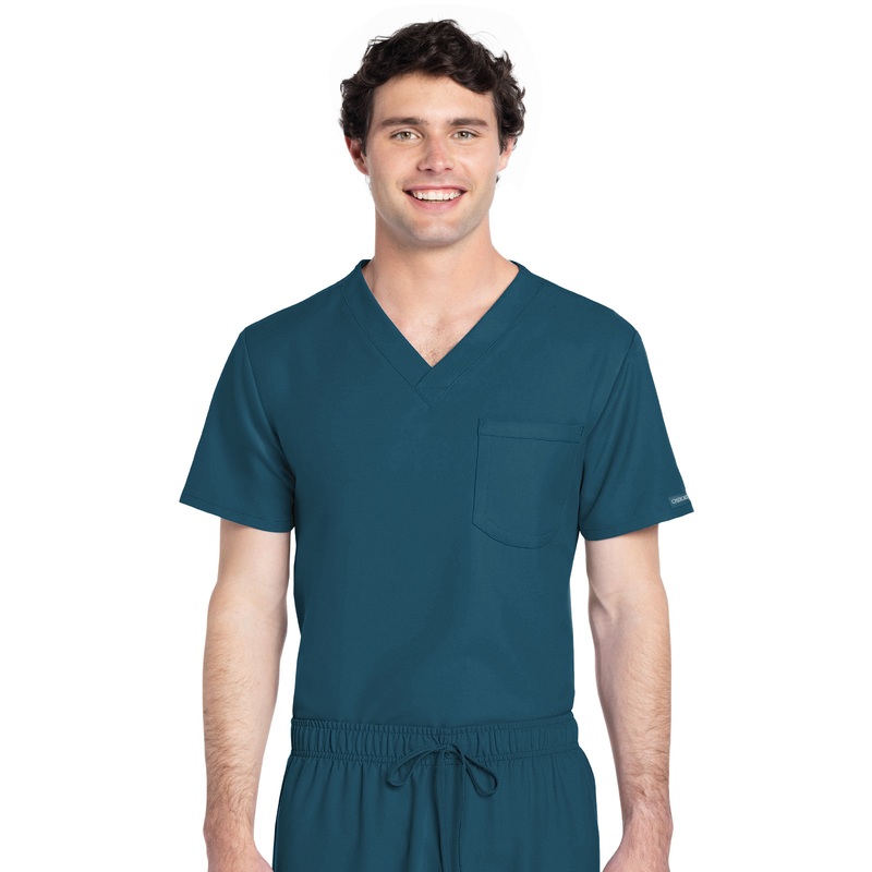 Unisex 1-Pocket V-Neck Top - CK778A - Caribbean Blue