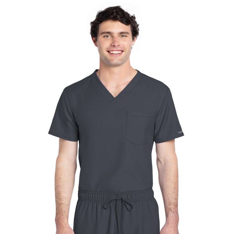 Unisex 1-Pocket V-Neck Top - CK778A - Pewter