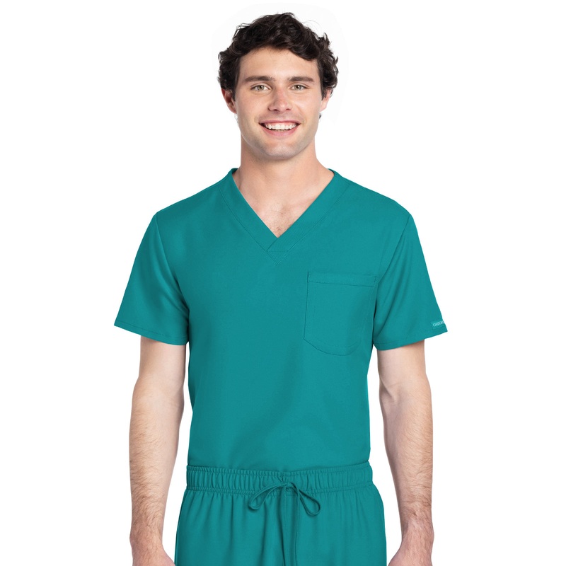 Unisex 1-Pocket V-Neck Top - CK778A - Teal Blue
