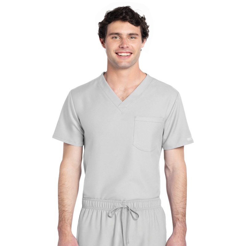 Unisex 1-Pocket V-Neck Top - CK778A - White