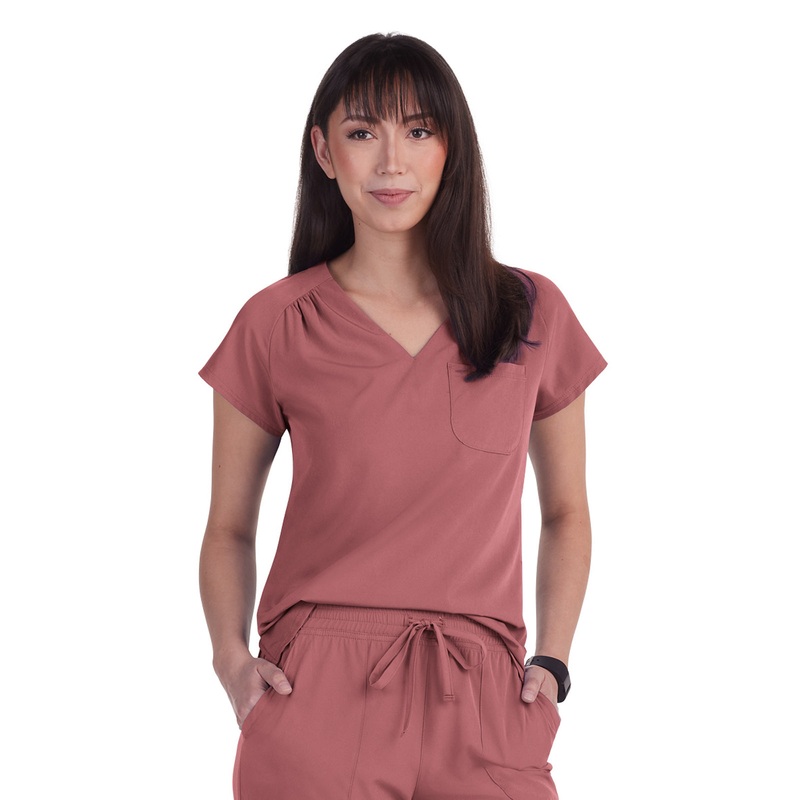 Women's 1-Pocket Heart-Shaped Neckline Eco-Friendly Kailani Top - 1118 - Rosewood