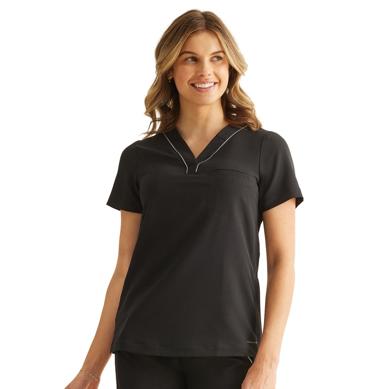 Women's 1-Pocket Stella V-Neck Top - 700 - Black