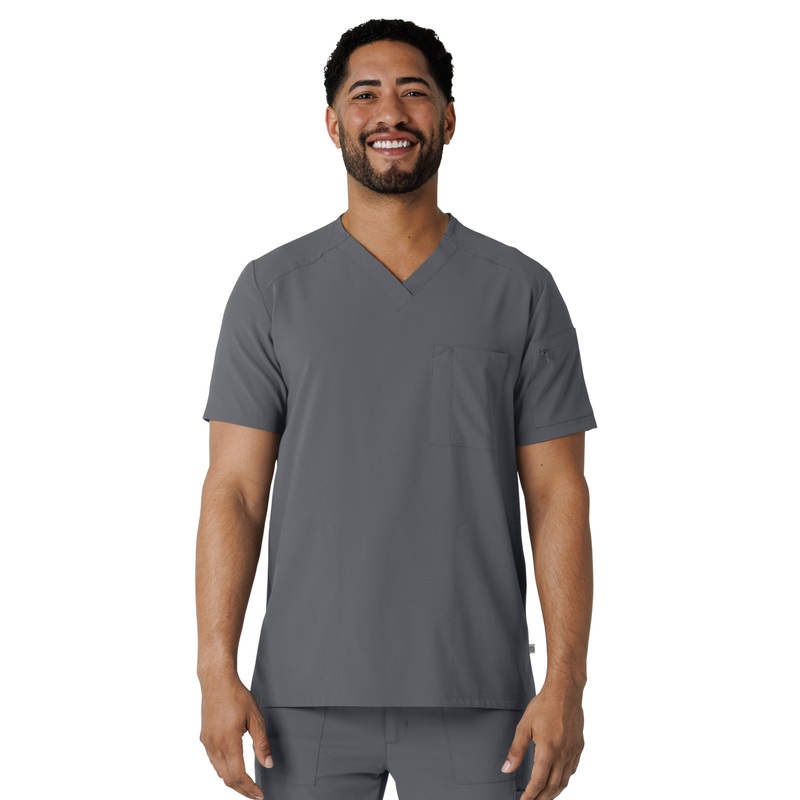 Men's V-Neck Five-Pocket Top - 6834 - Pewter