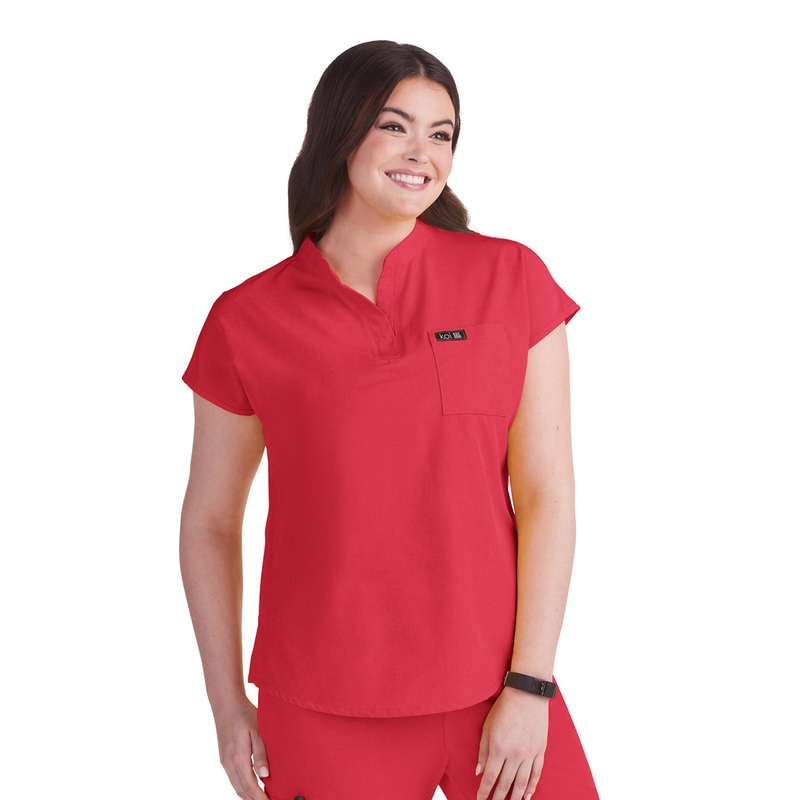 Women's 1-Pocket Stretch Tuck-In Ari Top - 1093 - Heather Candy Red