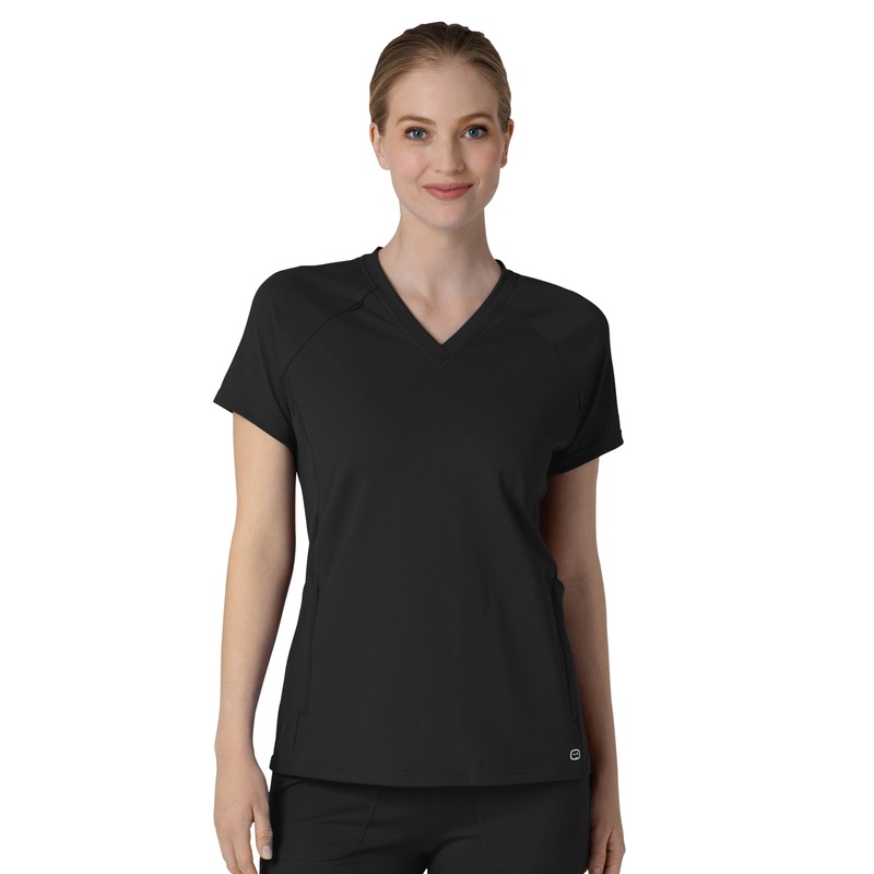 Women's Four-Pocket Flex-n-Reach V-Neck Raglan Top - 6259 - Black
