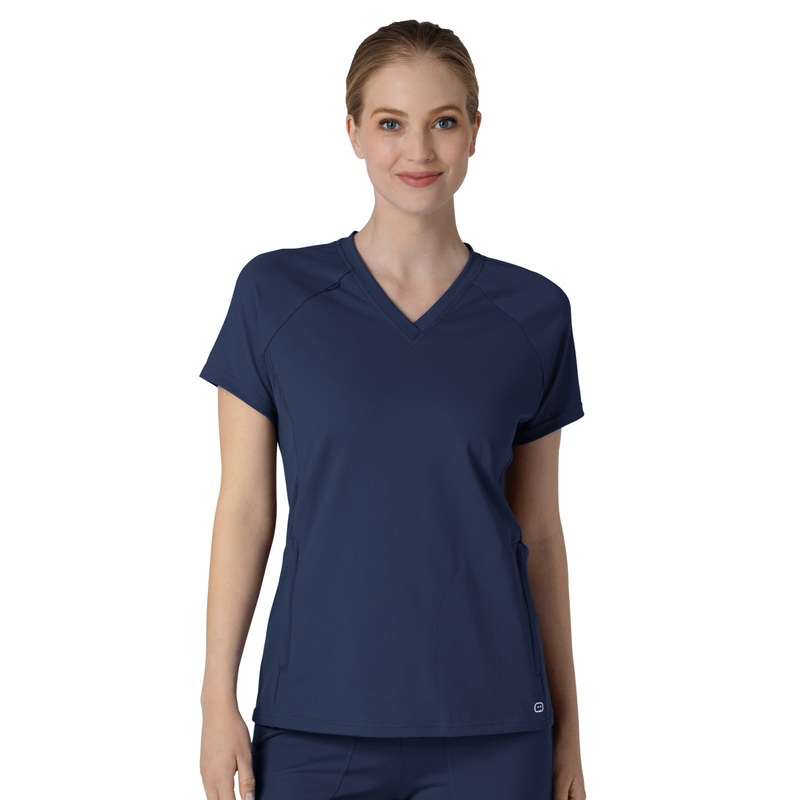 Women's Four-Pocket Flex-n-Reach V-Neck Raglan Top - 6259 - Navy