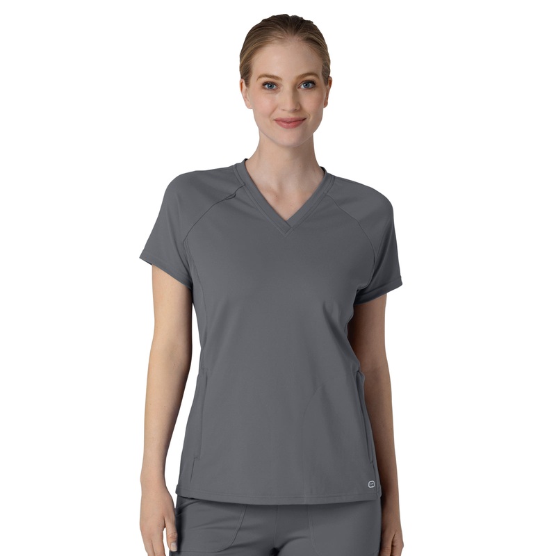 Women's Four-Pocket Flex-n-Reach V-Neck Raglan Top - 6259 - Pewter