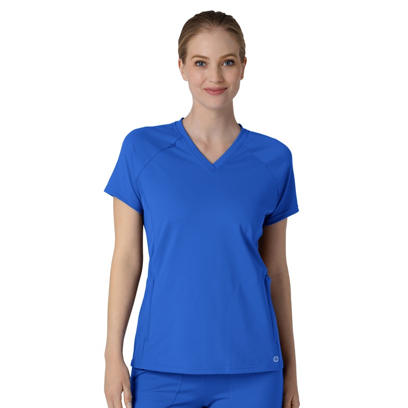Women's Four-Pocket Flex-n-Reach V-Neck Raglan Top - 6259 - Royal