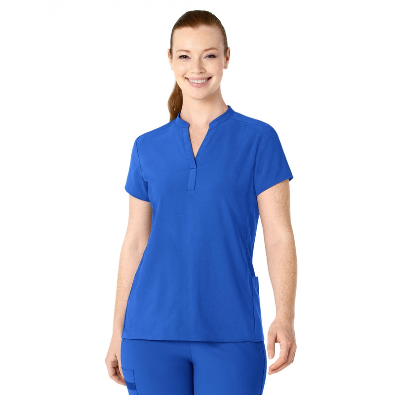 Women's Four-Pocket Mandarin Collar Top - 6734 - Royal