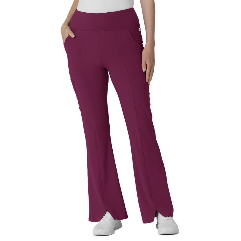 Women's Seven-Pocket Front Slit Flare Pant - 5534 - Wine