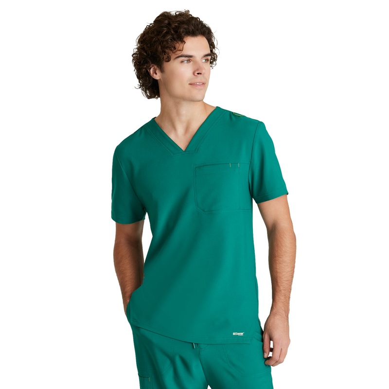 Men's Piped V-Neck Journey Top - GSST179 - Hunter Green