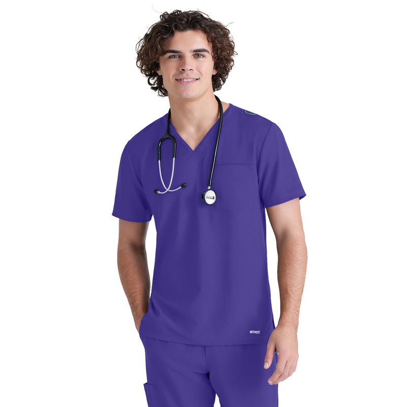 Men's Piped V-Neck Journey Top - GSST179 - New Grape