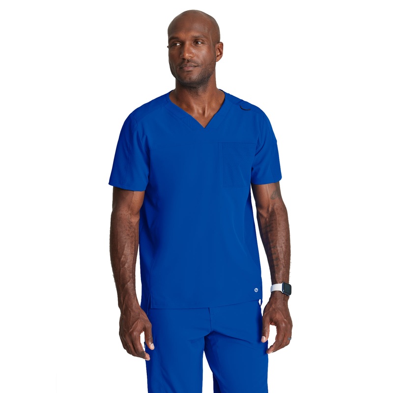 Men's Two-Pocket Ribbed V-Neck Velocity Top - BOT195 - Cobalt