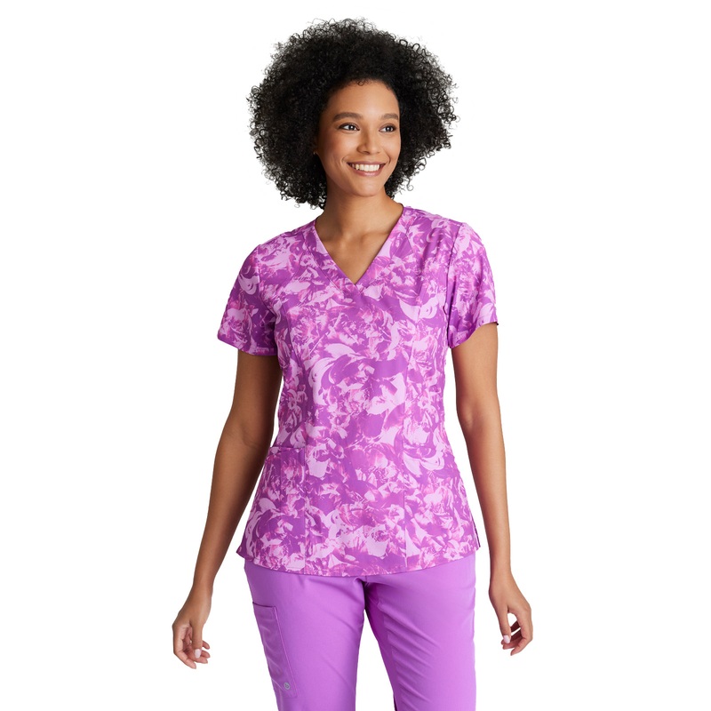 Women's V-Neck Thrive Top - 5107 - Helio Flowers