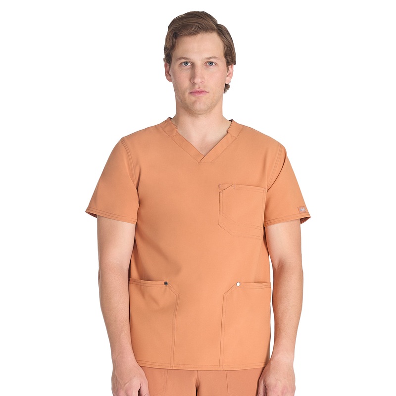 Men's 3-Pocket V-Neck Top - DK677 - Ginger Glow