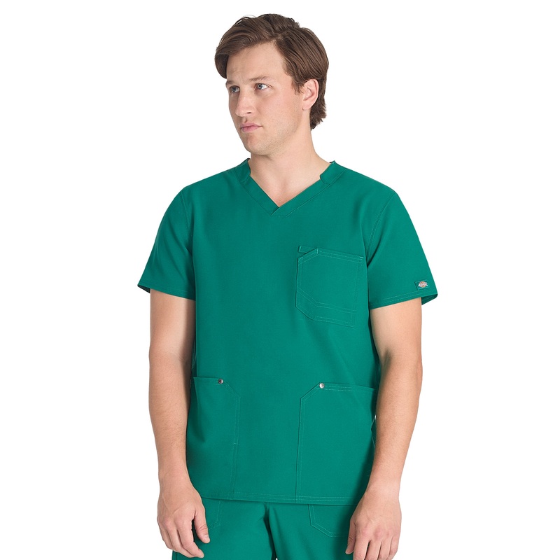 Men's 3-Pocket V-Neck Top - DK677 - Hunter Green