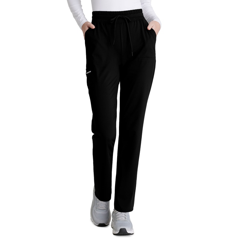 Women's Shirred Waistband Slim And Straight Reach Pant - SKP668 - Black