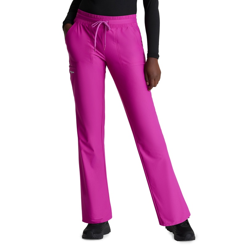 Women's Shirred Waistband Slim And Straight Reach Pant - SKP668 - Deep Magenta