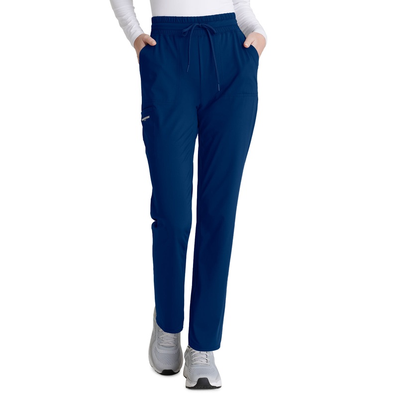 Women's Shirred Waistband Slim And Straight Reach Pant - SKP668 - Navy