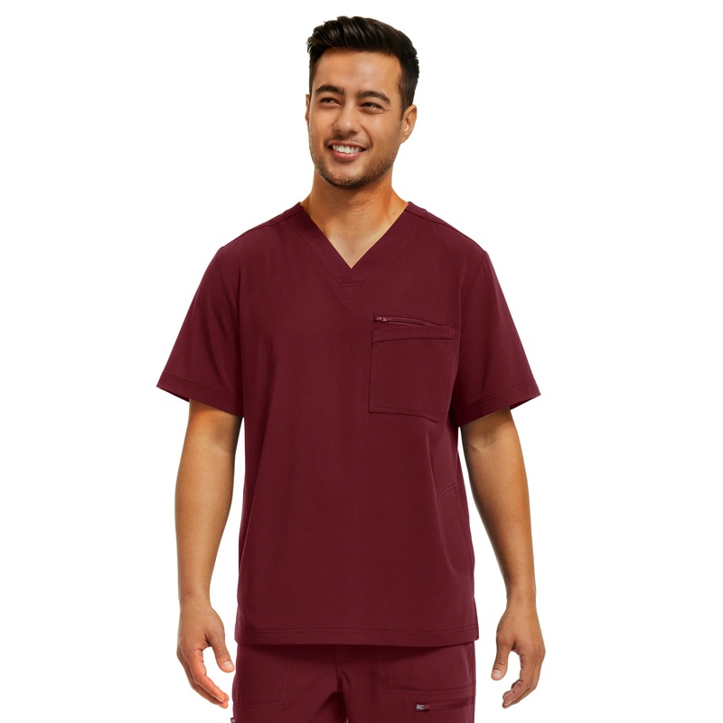 Men's 4-Pocket V-Neck Top - WT151 - Wine