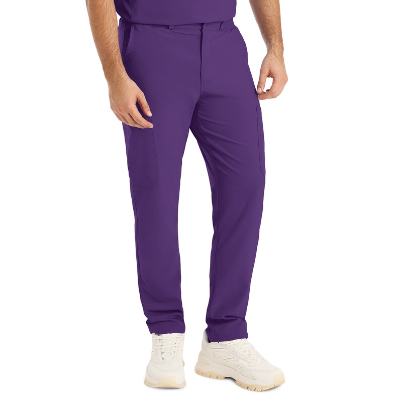 Men's 8-Pocket Mid-Rise Rib-Knit Elastic Waist Cargo Pant - LB410 - Eggplant