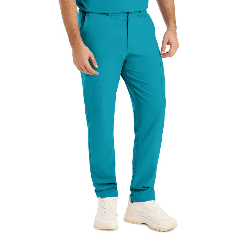 Men's 8-Pocket Mid-Rise Rib-Knit Elastic Waist Cargo Pant - LB410 - Teal
