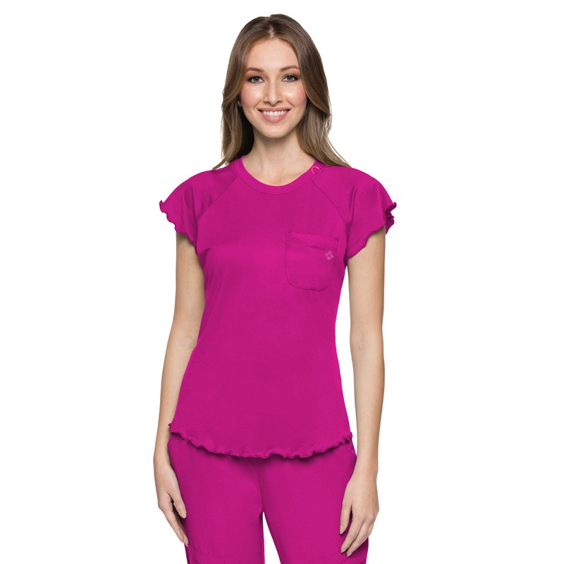 Women's 1-Pocket Lettuce-Edged Top - 706 - Amp Pink