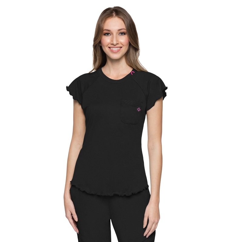 Women's 1-Pocket Lettuce-Edged Top - 706 - Black