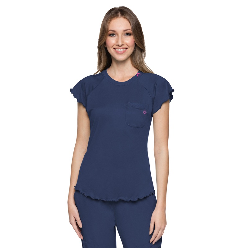 Women's 1-Pocket Lettuce-Edged Top - 706 - Navy