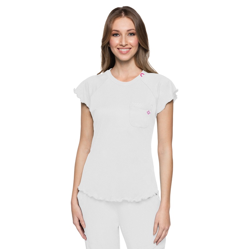 Women's 1-Pocket Lettuce-Edged Top - 706 - White