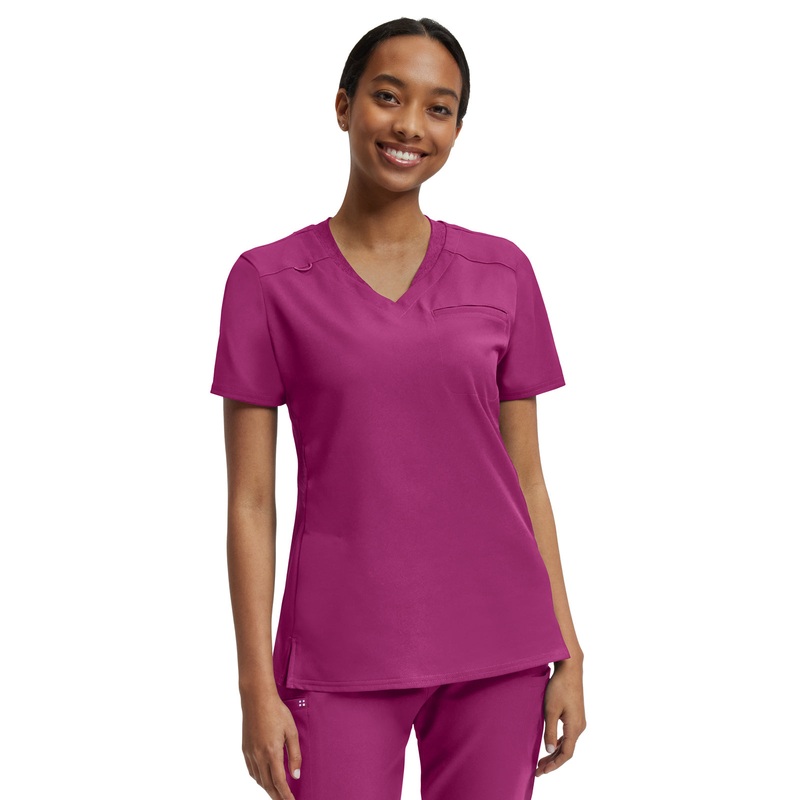Women's Knit Collar V-Neck Top - WT119 - Electric Purple