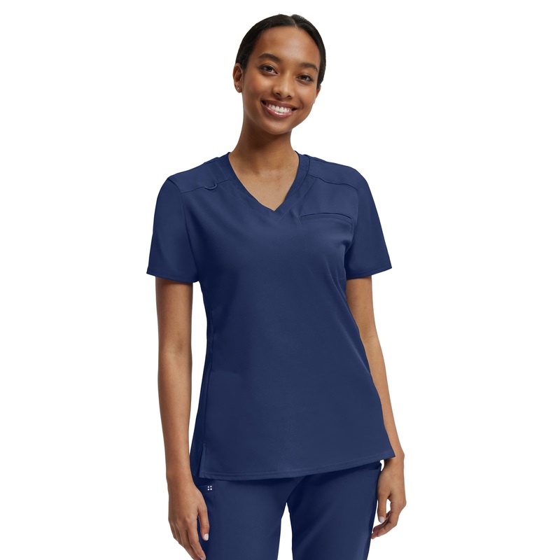 Women's Knit Collar V-Neck Top - WT119 - Navy