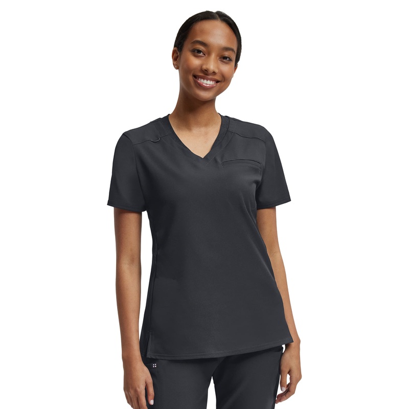 Women's Knit Collar V-Neck Top - WT119 - Pewter