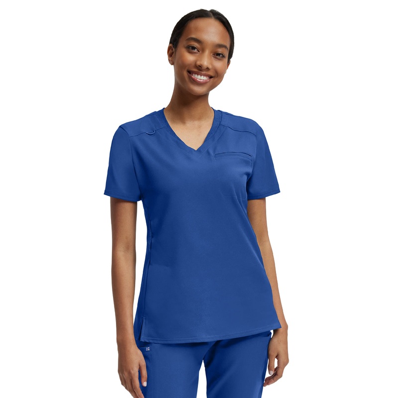 Women's Knit Collar V-Neck Top - WT119 - Royal