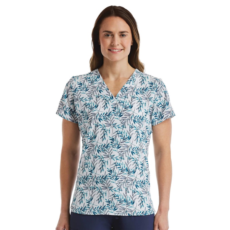 Women's Two-Pocket V-Neck Print Top - SJP1 - Willow