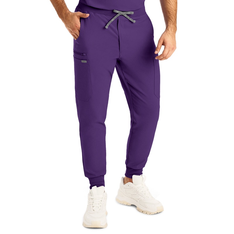 Men's 7-Pocket Mid-Rise Triple-Elastic Waist Jogger Pant - LB409 - Eggplant