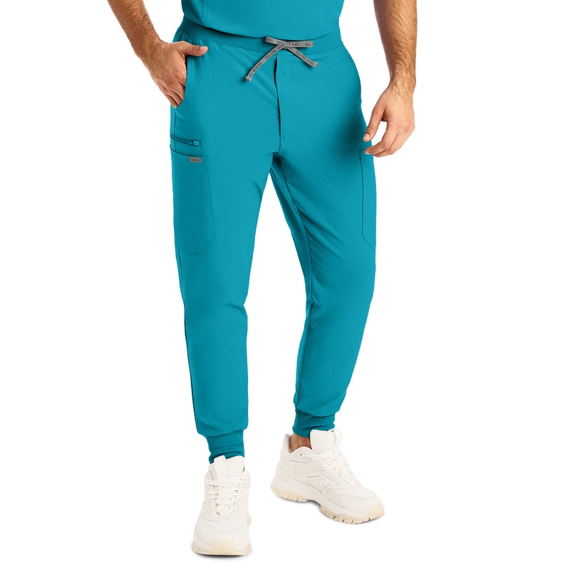 Men's 7-Pocket Mid-Rise Triple-Elastic Waist Jogger Pant - LB409 - Teal