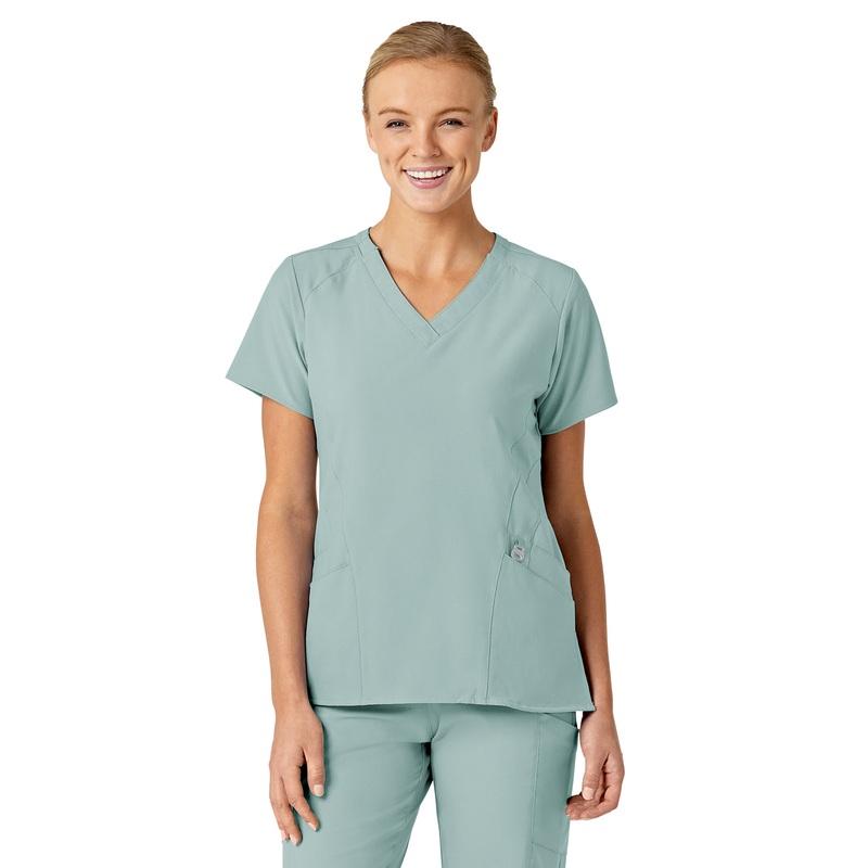 Women's Five-Pocket V-Neck Top - 6155 - Sky Blue